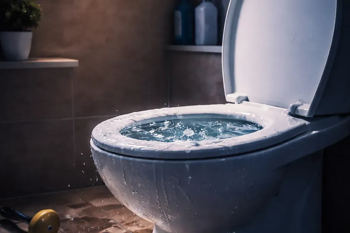 Toilet loopt bijna over in de avond door verstopte afvoer