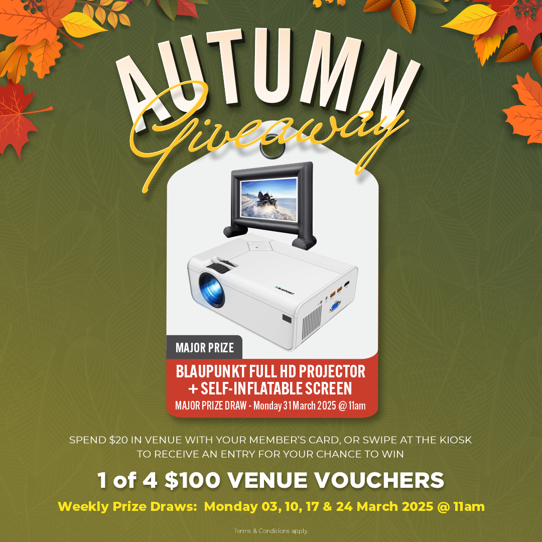 Autumn Giveaway. From February 24 -March 31st Members can earn entries for the draw.