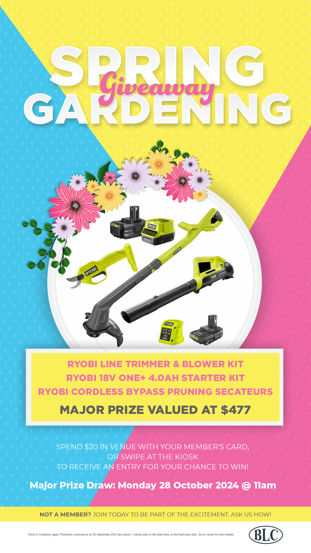 Spring Gardening Giveaway. During October, Members  have a chance to win a Ryobi Garden pack valued at $477.