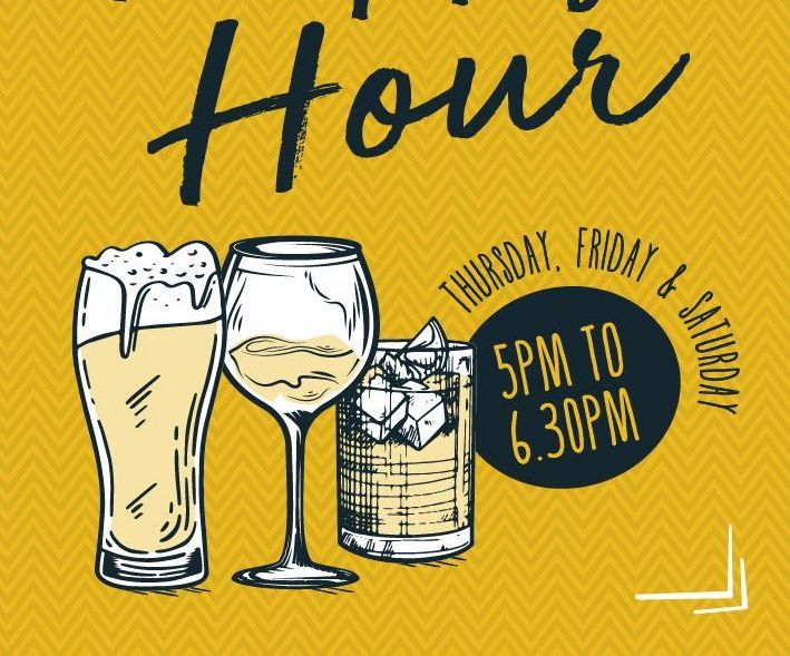 Members happy hour drink specials every Thursday, Friday, Saturday from 5pm-6.30pm
