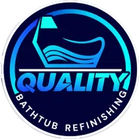 Logo for Quality Bathtub Refinishing. Blue and teal bathtub icon inside a dark blue circle with the word "QUALITY" in white and the company name below.