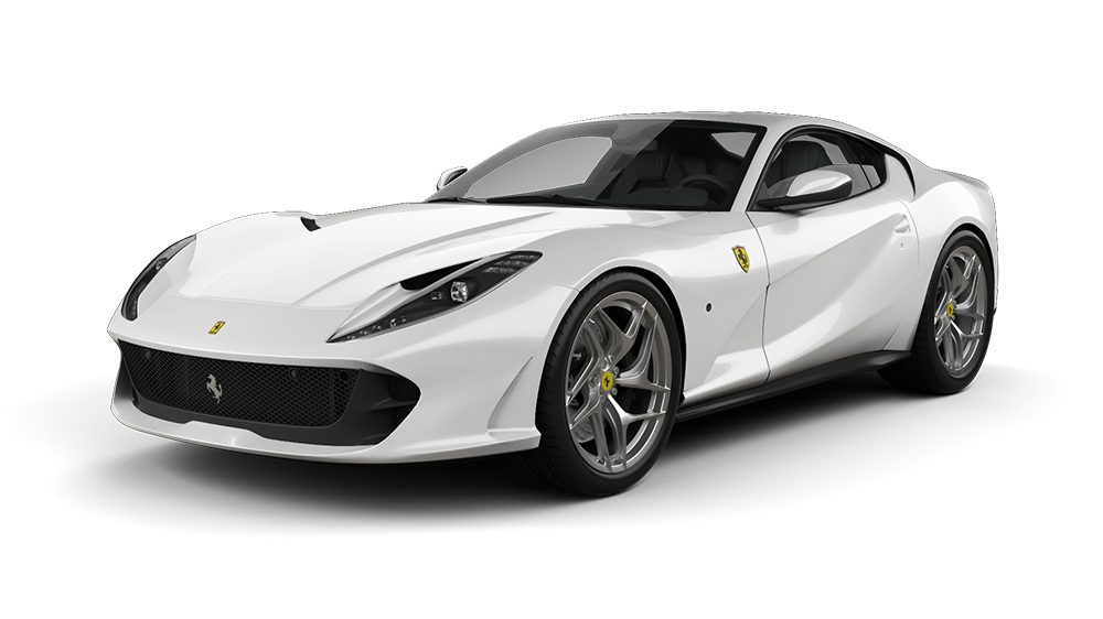 A white ferrari 812 superfast is shown on a white background.