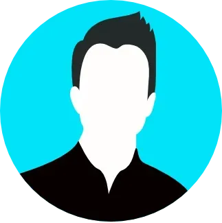 A silhouette of a man without a face in a blue circle