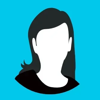 A silhouette of a woman without a face on a blue background