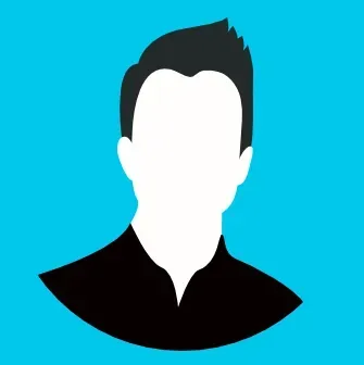 A silhouette of a woman without a face on a blue background