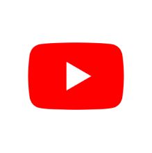 A red youtube logo with a white play button on a white background.