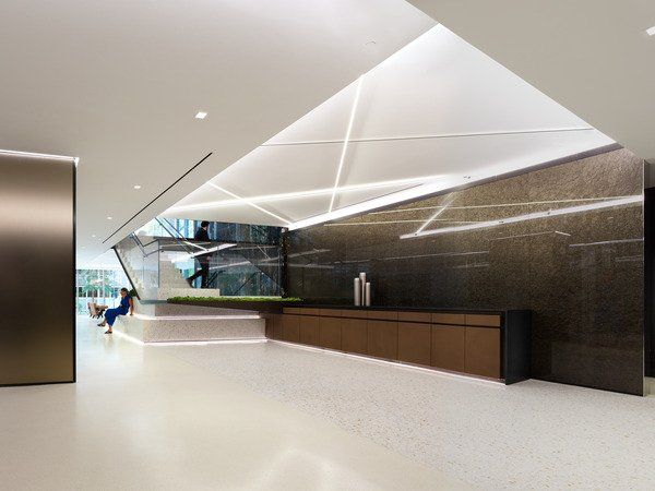 An artist 's impression of a lobby in a building