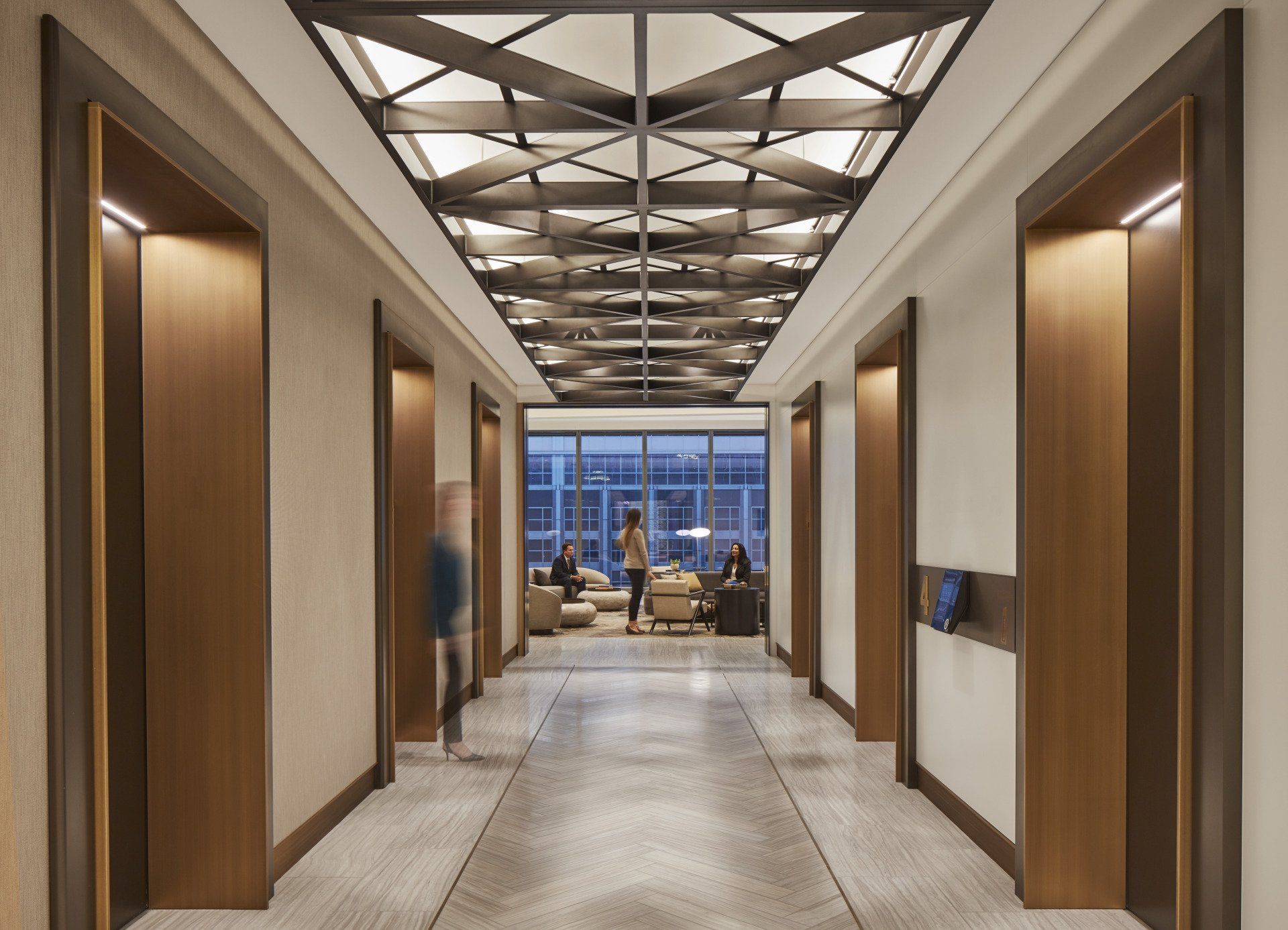 An artist 's impression of a hallway in a building