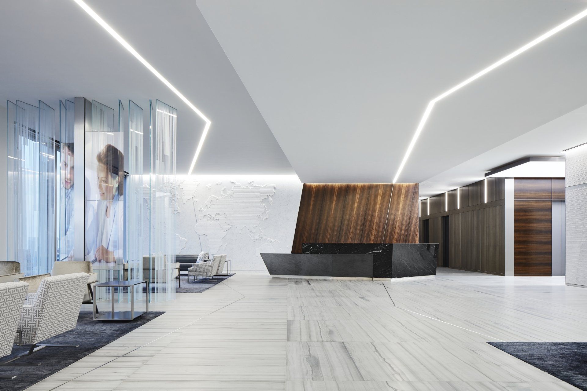 An artist 's impression of the lobby of a building