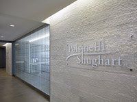 A hallway with a sign on the wall that says slughart.