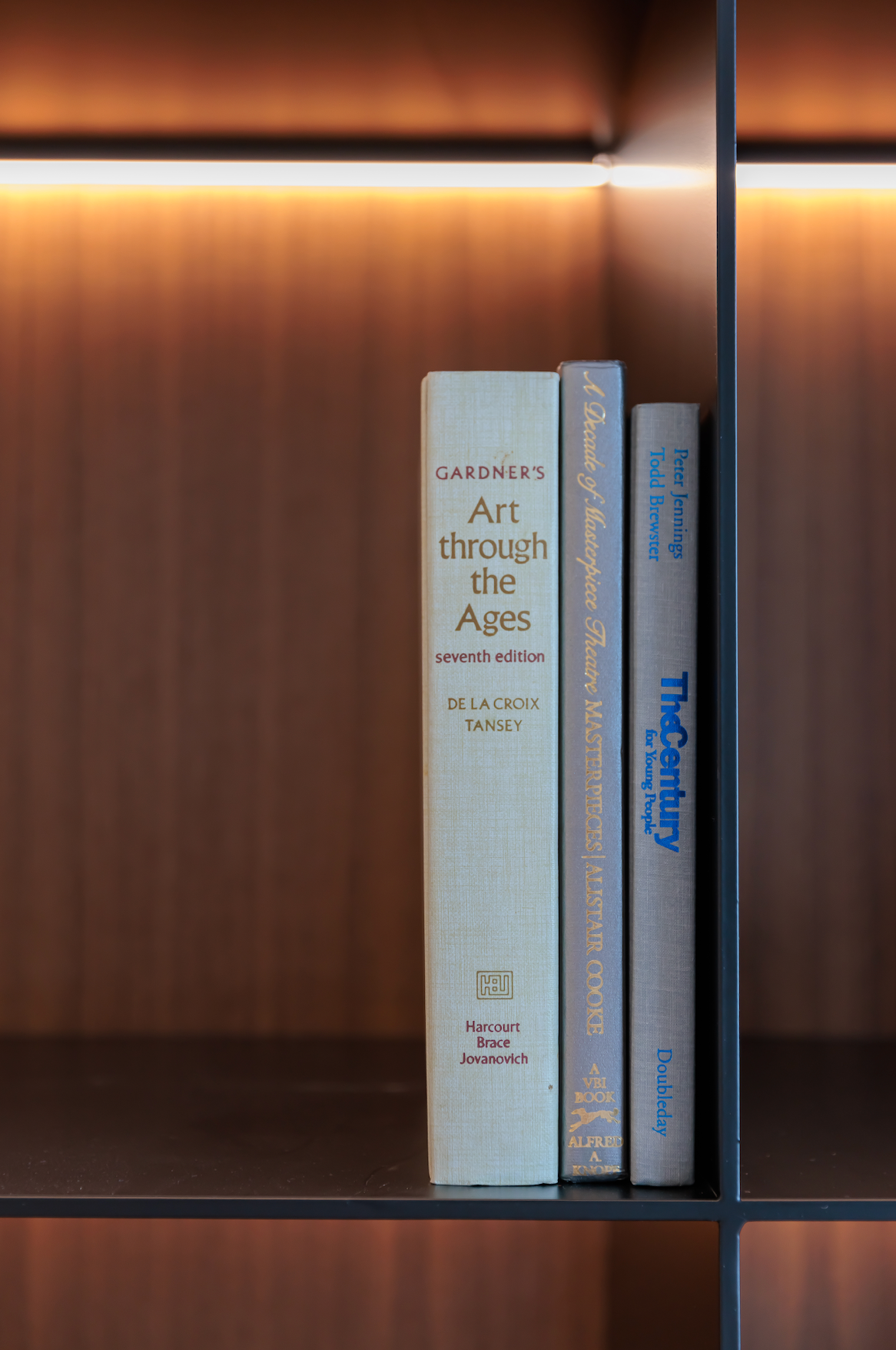 A book called all through the ages is on a shelf with other books