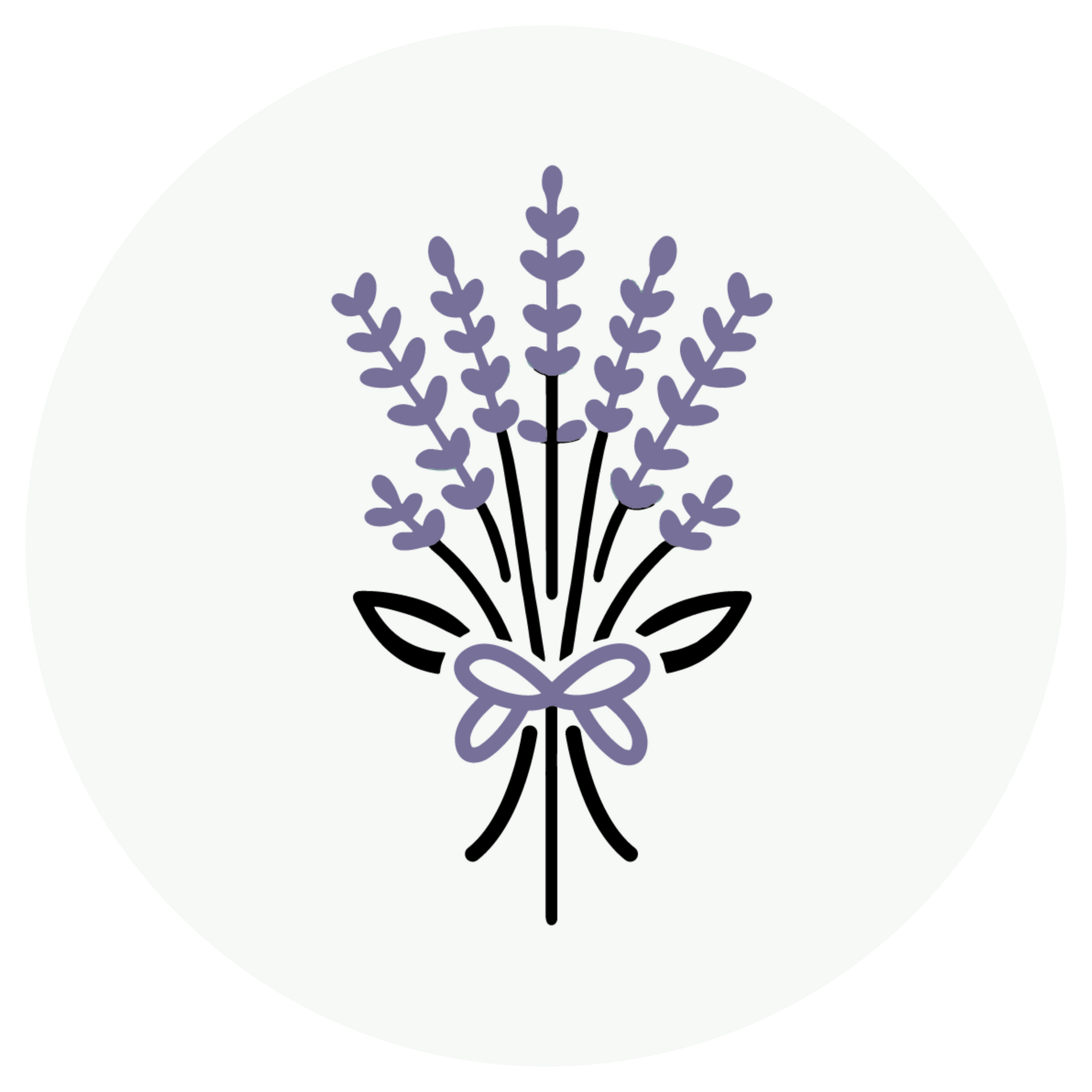 A bunch of lavender flowers with a bow on a white background.