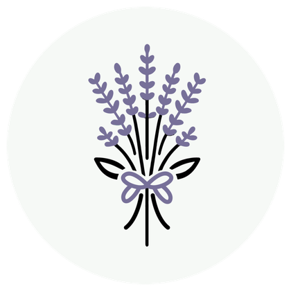 A bunch of lavender flowers with a bow on a white background.