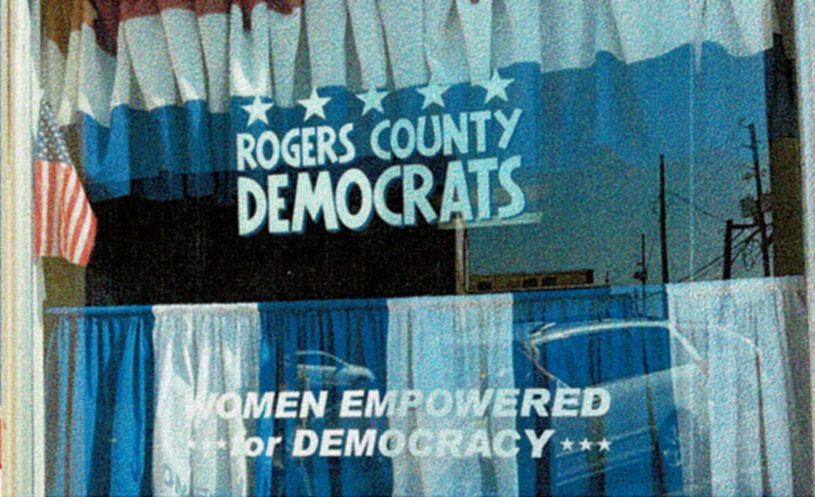 Rogers county democrats on window