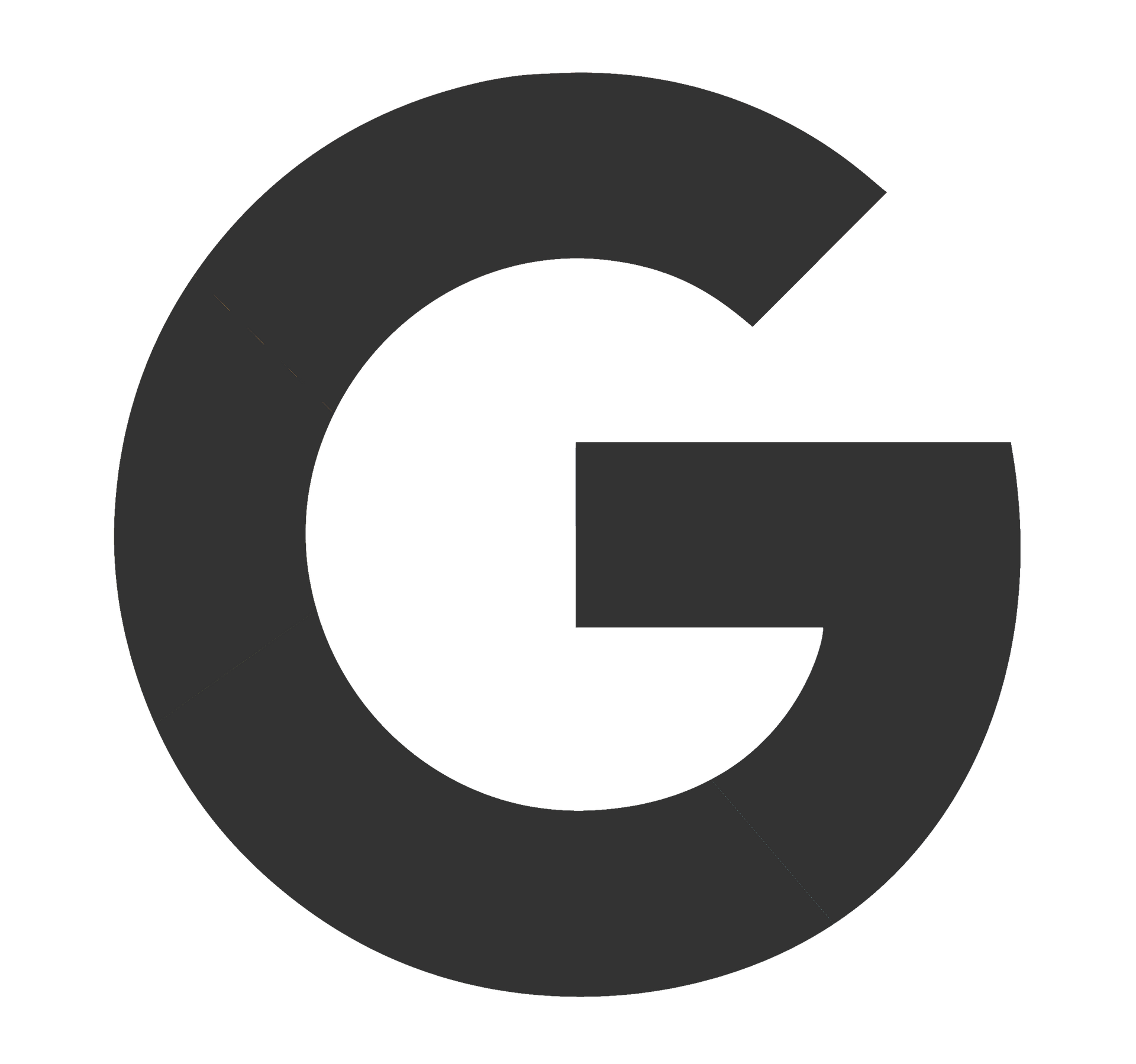 The letter g is in a circle on a white background.
