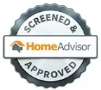 A screened and home advisor approved seal on a white background.