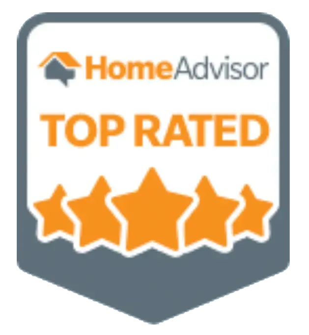 A badge that says home advisor top rated