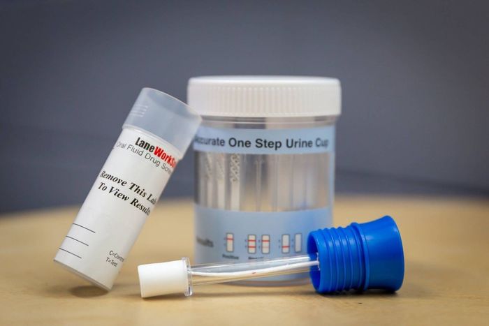 A swab is pressed onto the injection site during the blood collection