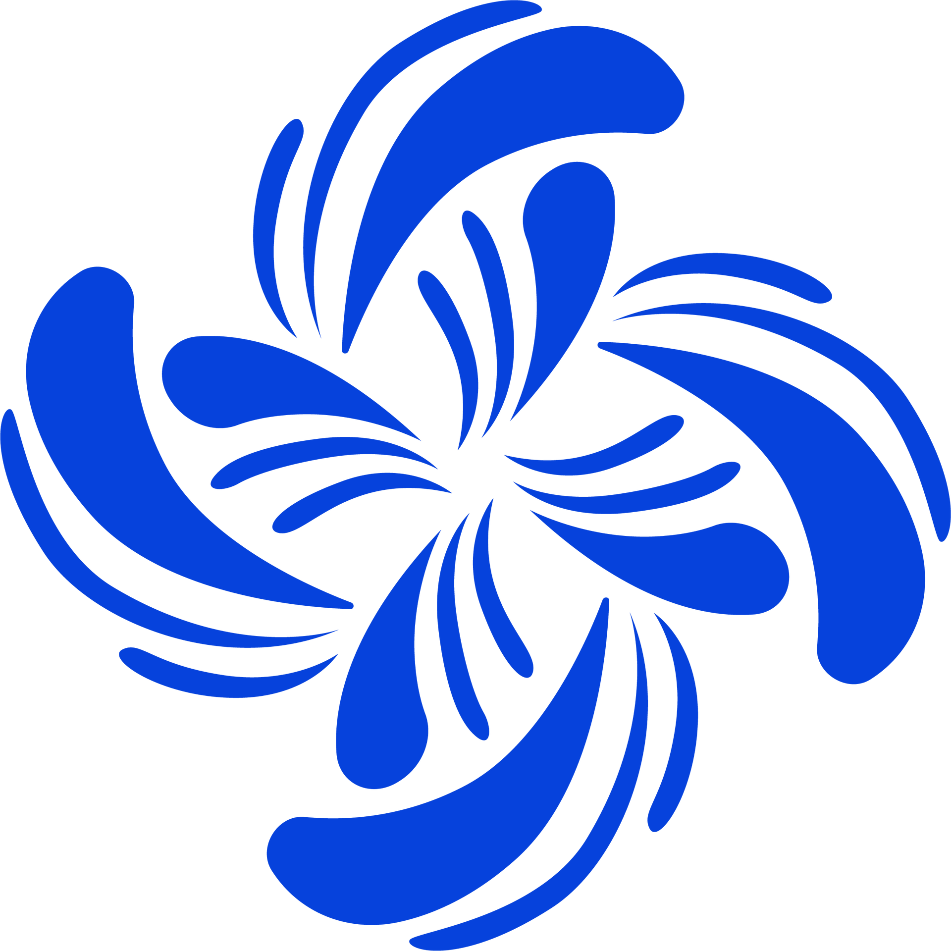 A blue and white swirl on a white background