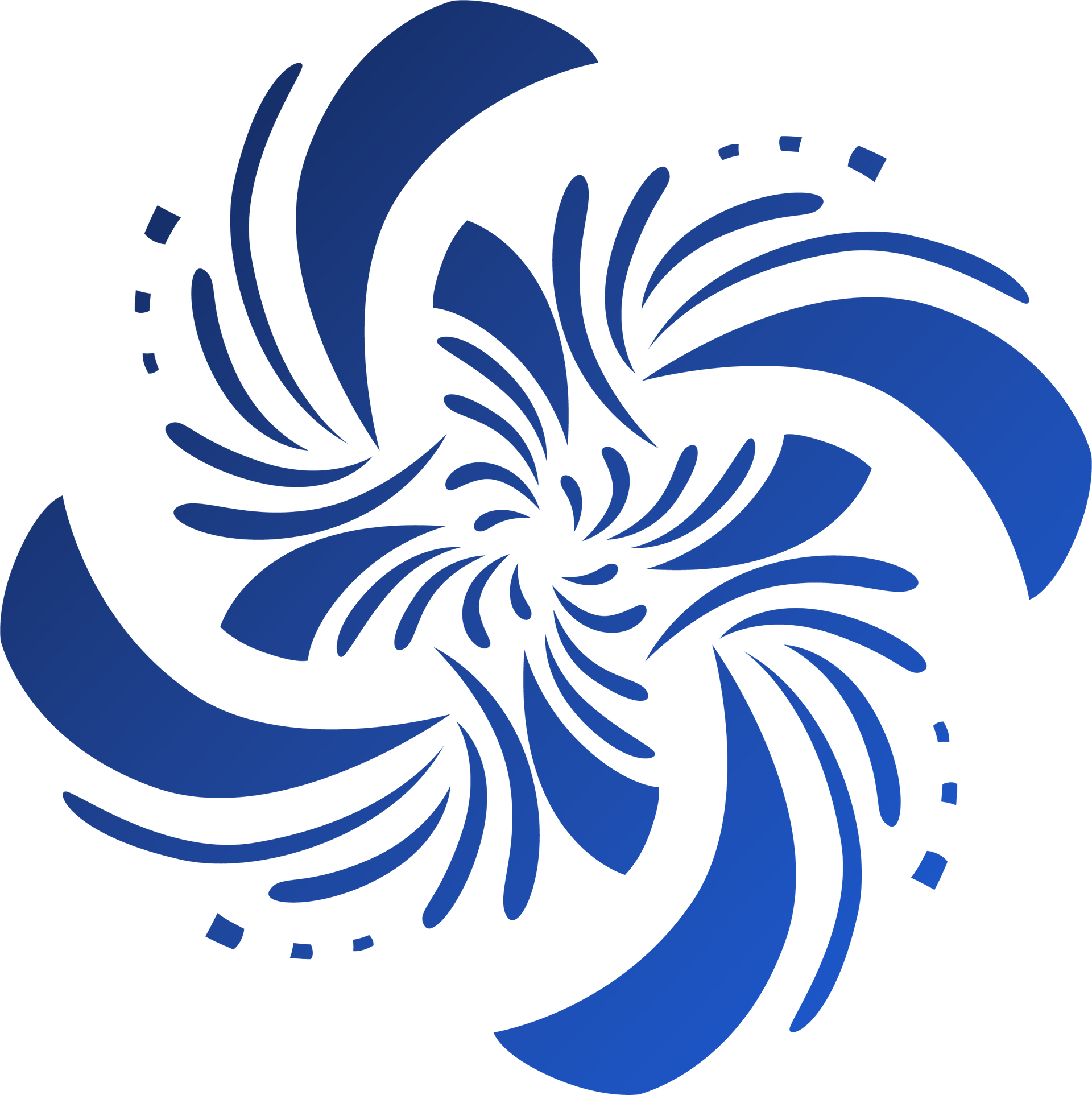 A blue and white swirl on a white background