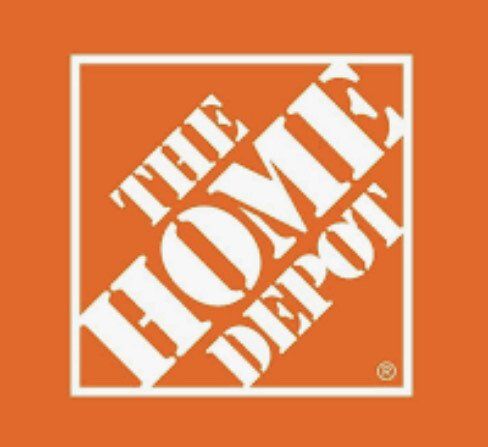 The home depot logo is orange and white