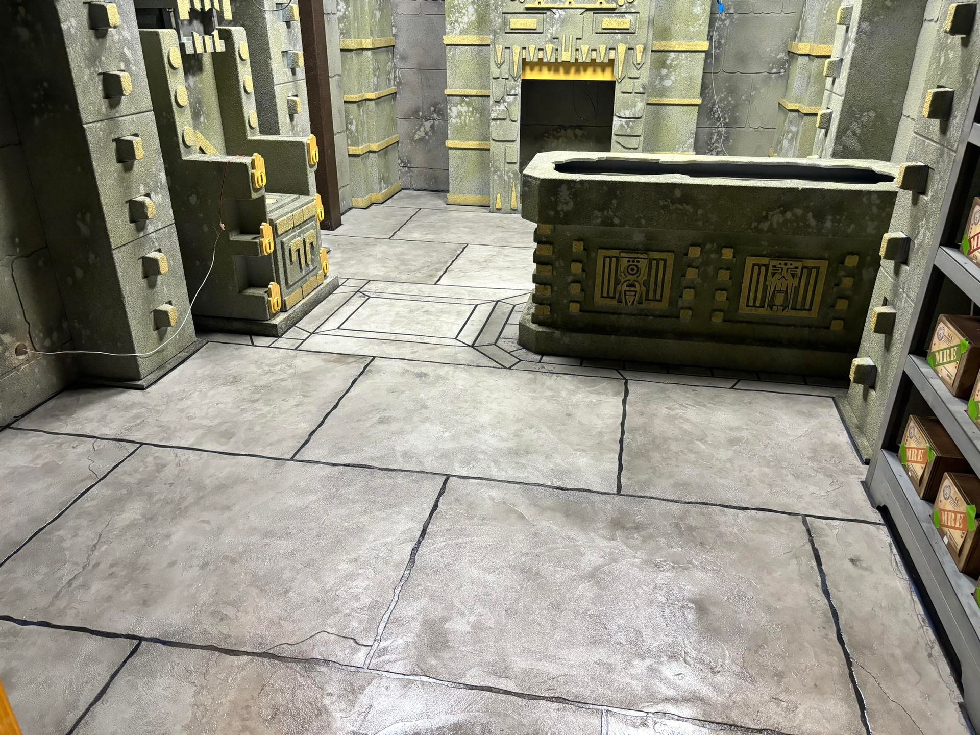 There is a staircase in the corner of the room.