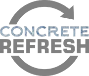 A logo for concrete refresh with an arrow in a circle.