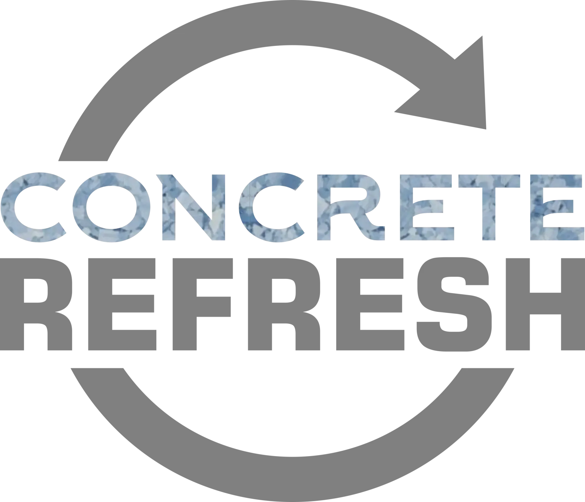 A logo for concrete refresh with an arrow in a circle.