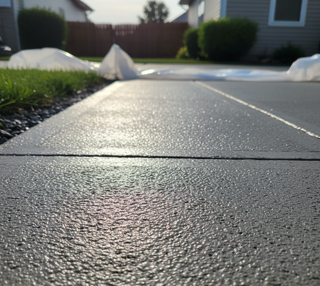 A close up of a cracked concrete surface.