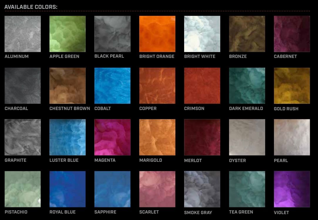 A variety of colors are displayed on a black background