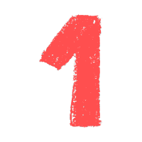 Red crayon-drawn number