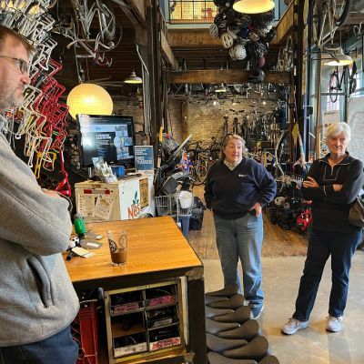 St. Lucas Members touring STL BWorks after bike collection drive.