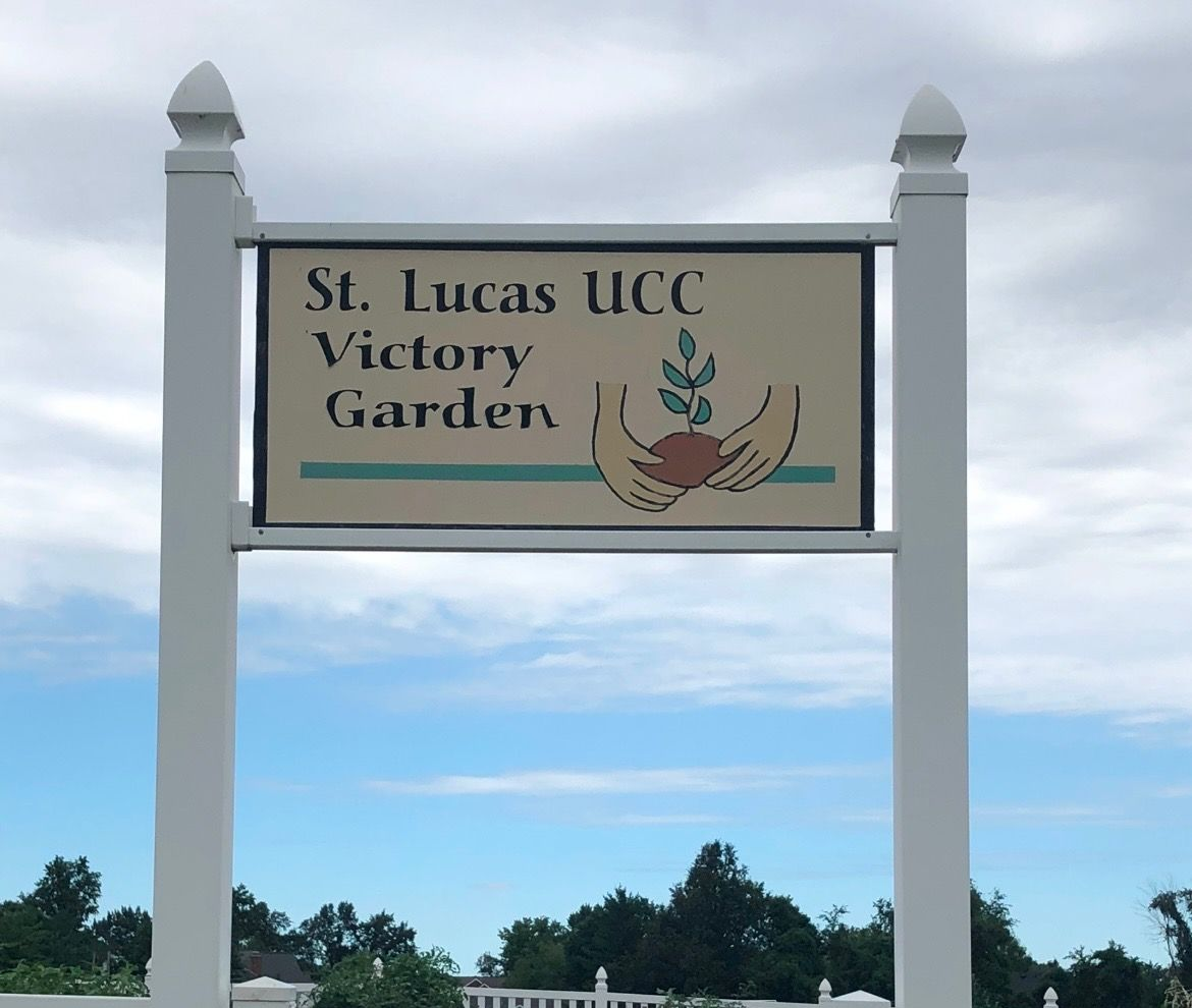 Sign for St. Lucas UCC Victory Garden.