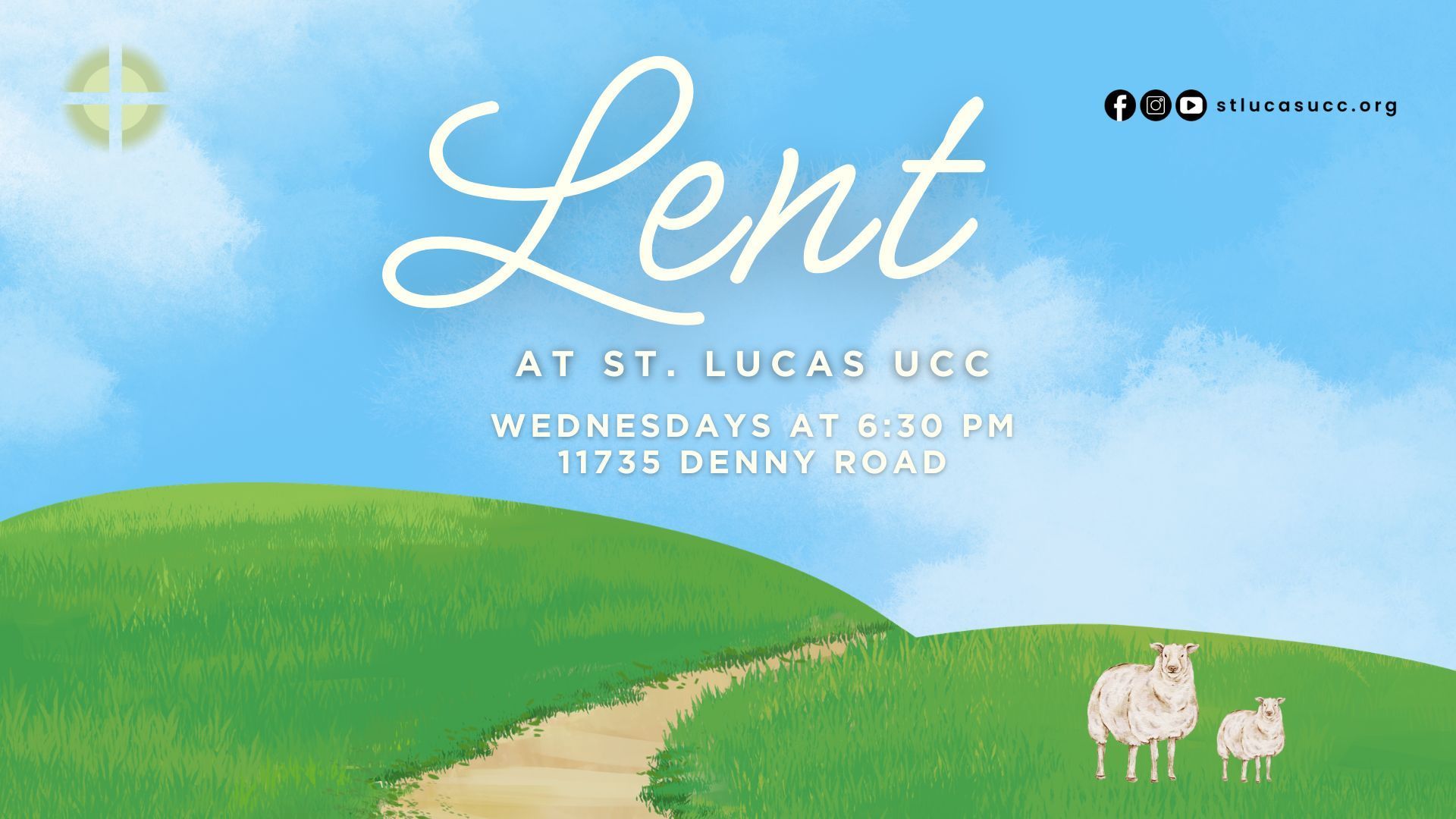 Thanksgiving Eve worship service announcement with fall decorations.