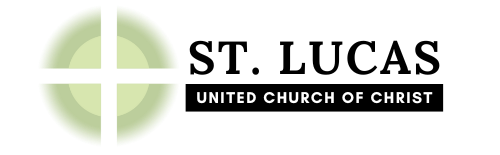Logo for St. Lucas United Church of Christ: cross over green circle, with black text.
