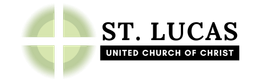 Logo for St. Lucas United Church of Christ featuring a green cross icon next to the organization's name.