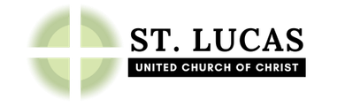 Logo for St. Lucas United Church of Christ featuring a green cross icon next to the organization's name.