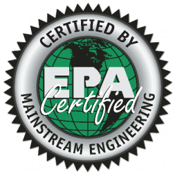 A seal that says epa certified by mainstream engineering