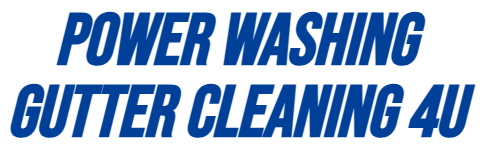 A blue and white logo for power washing gutter cleaning 4u