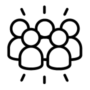 A line drawing of a group of people standing next to each other.