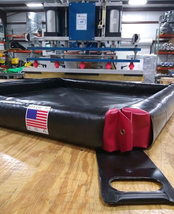 A large black tray with an american flag on it