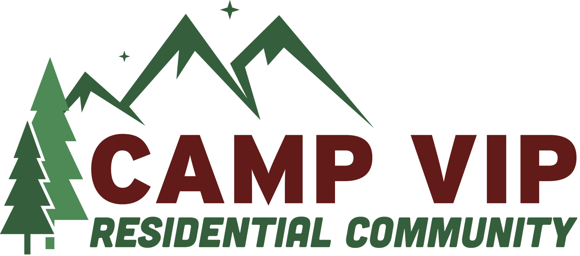 A logo for a residential community called camp vip