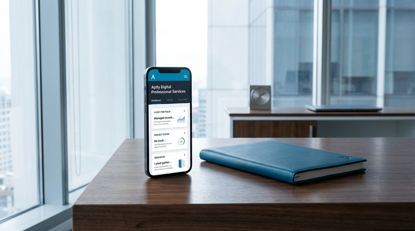 A man in a suite leaning against a conference table holding a phone and gazing out the window. 