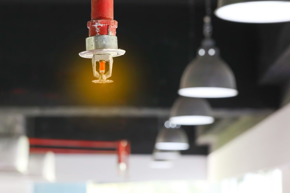 A Fire Sprinkler is Hanging From the Ceiling of a Building — East-West Fire Services In Townsville, QLD