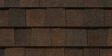 Brown asphalt roof shingles.