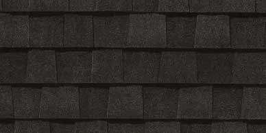 Dark gray asphalt shingles.