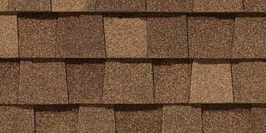 Brown asphalt roofing shingles.