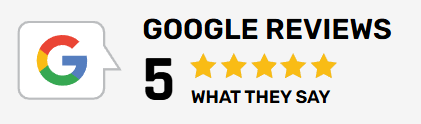 Google Reviews with five stars and a rating of 5.