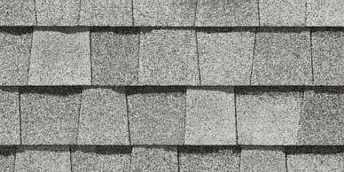 Gray asphalt roof shingles.