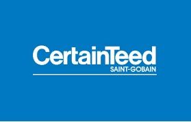 CertainTeed logo on blue background; white text and Saint-Gobain text underneath.